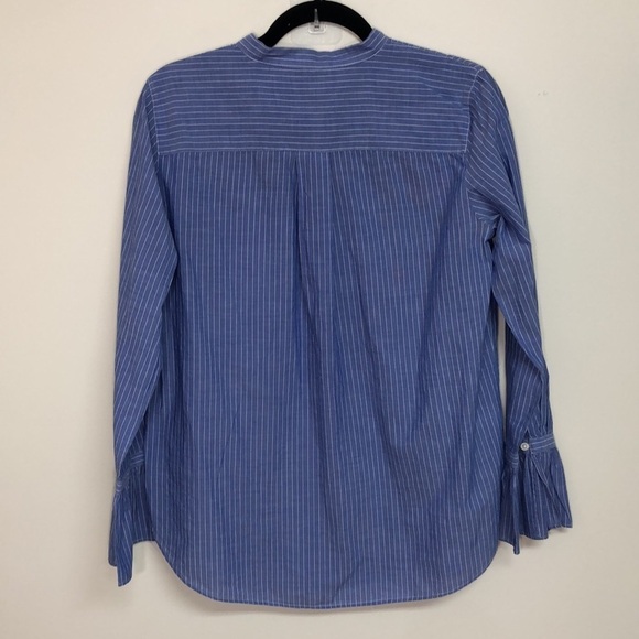 Loft Button Down Striped Floral Embroidered Shirt Blue Small - Picture 6 of 7